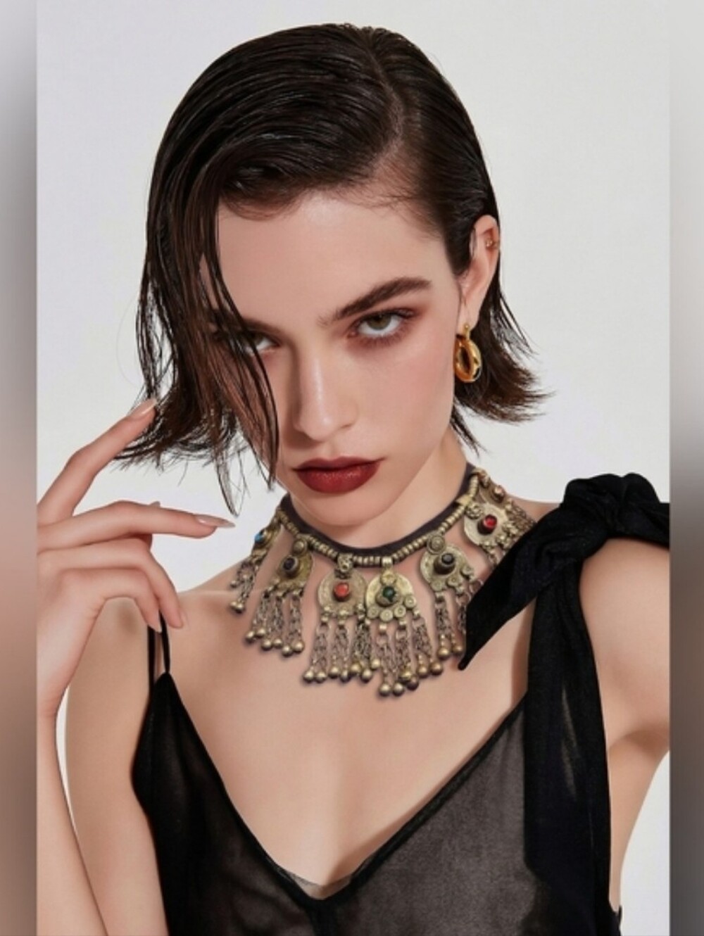 Vintage Tribal Statement Necklace – Antique Coin Detail & Bell Fringe | One of a